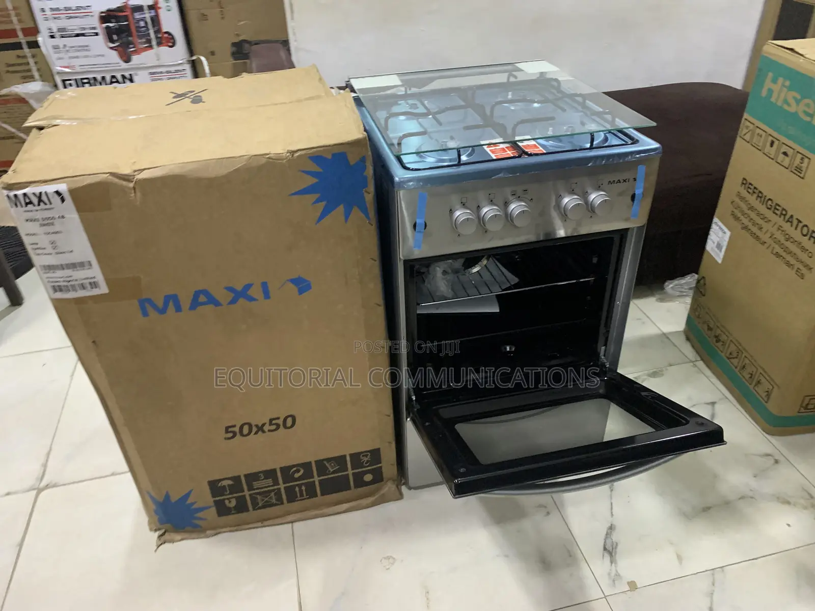 Maxi 50x50cm Inox Gas Cooker With 4Burners and Oven