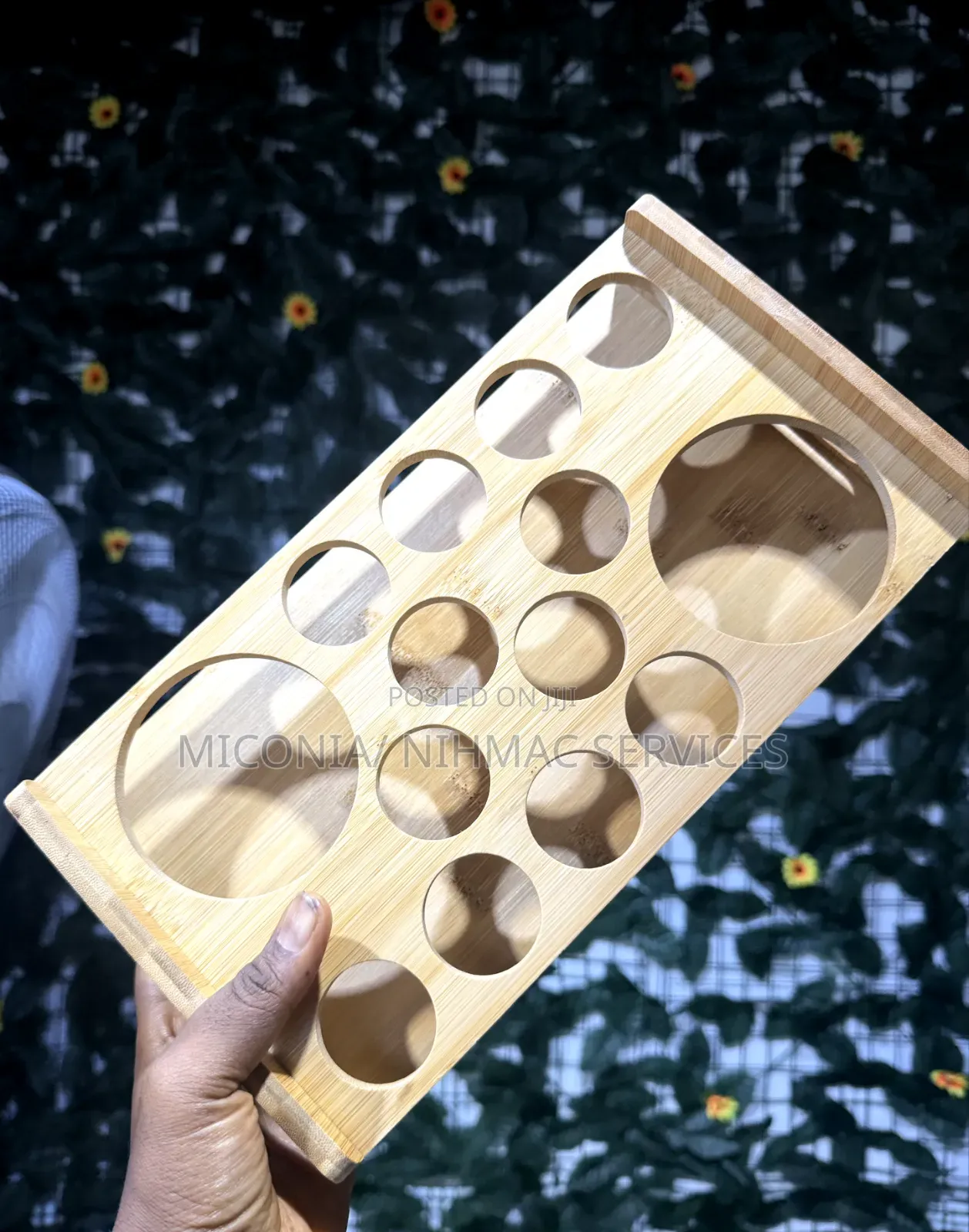 14-Hole Bamboo Tequila and Shot Glass Holder Rack