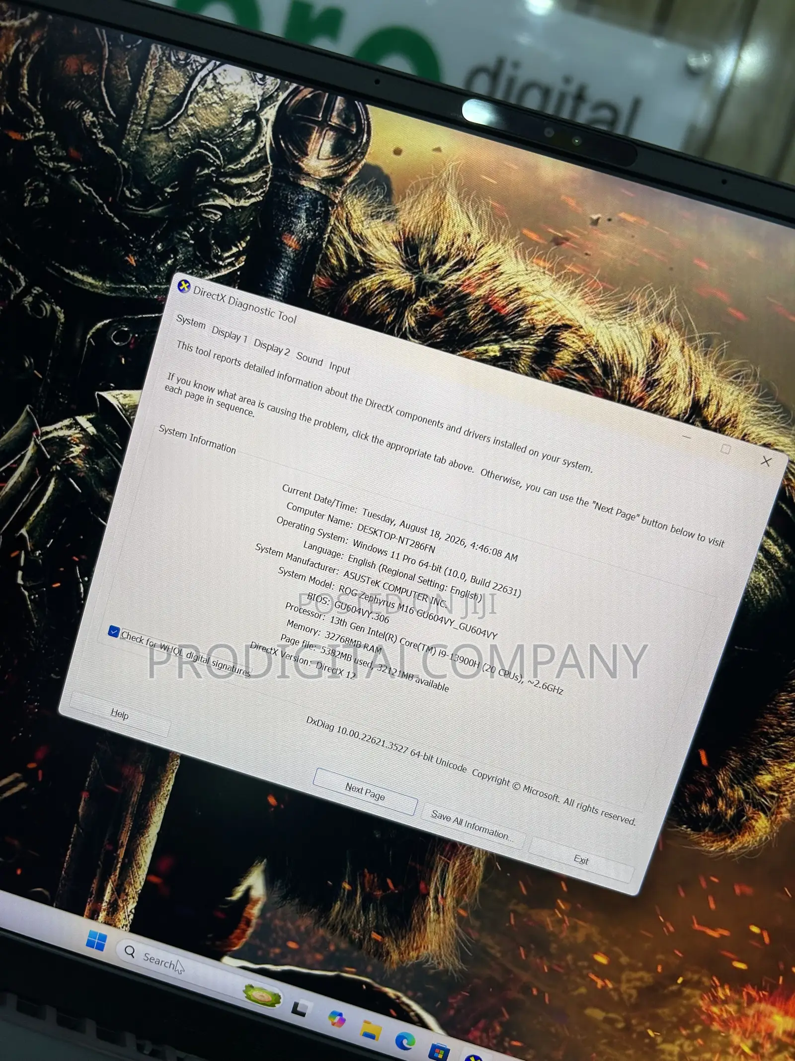 Laptop Asus ROG Zephyrus M16 32GB Intel Core i9 SSD 2T