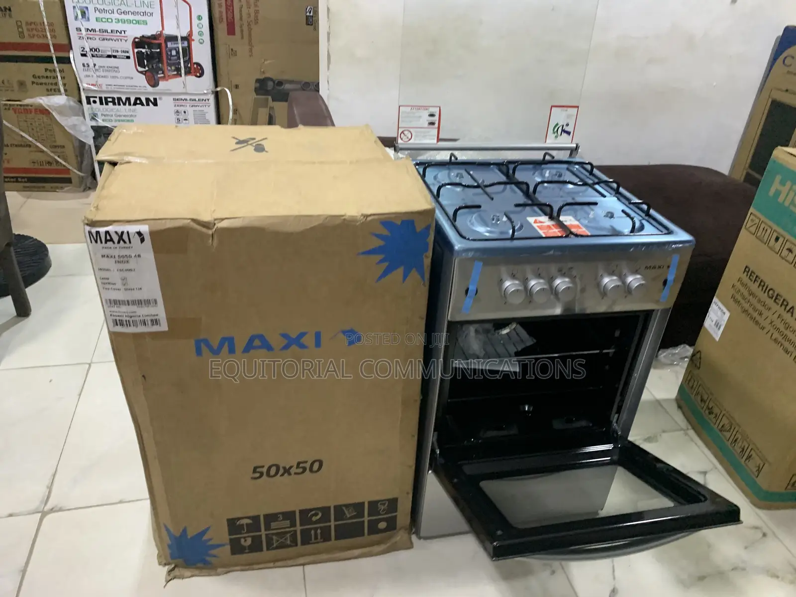 Maxi 5050 Four-Burner Gas Cooker With Sleek Inox Kitchen Finish