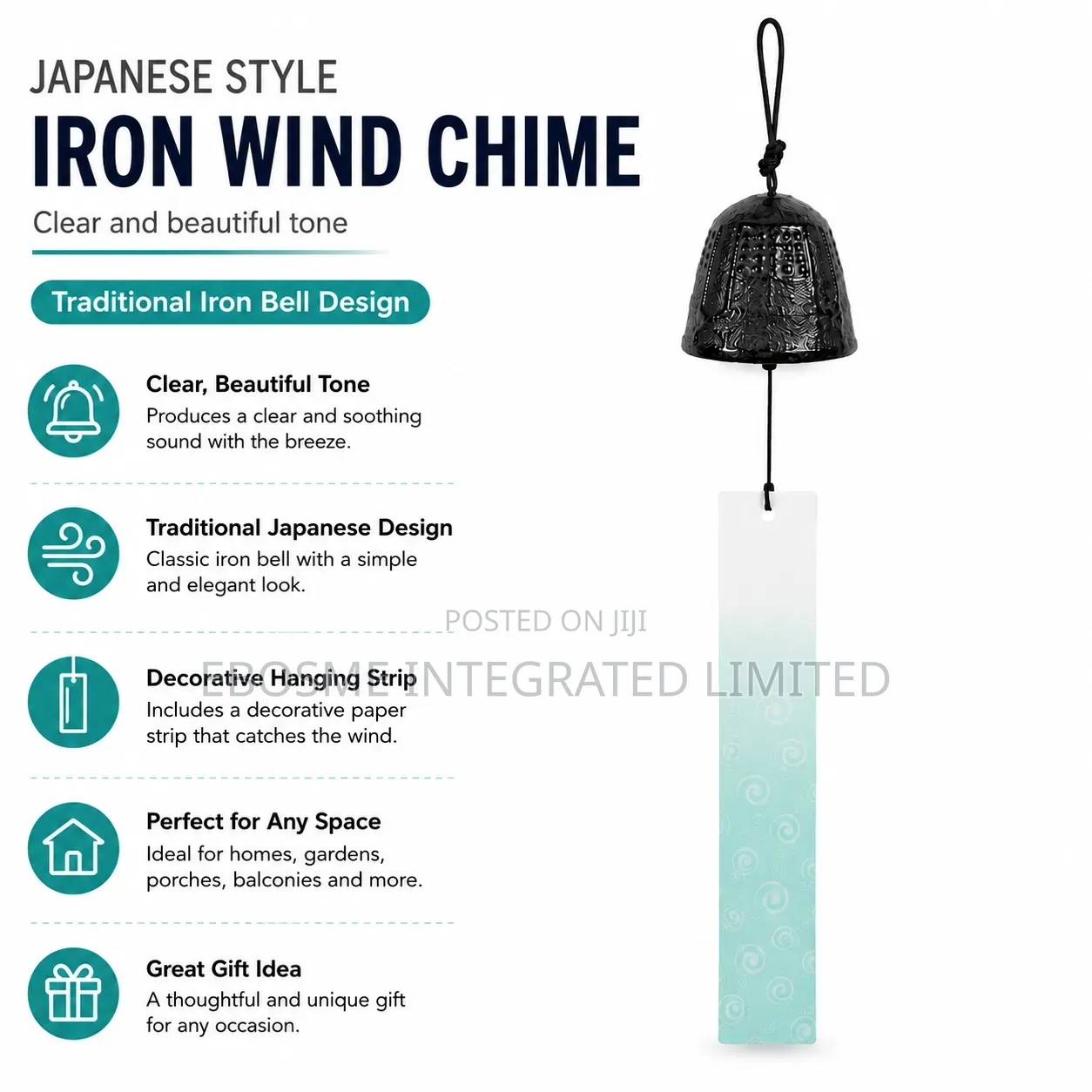 Japanese Style Iron Wind Chime – 47cm