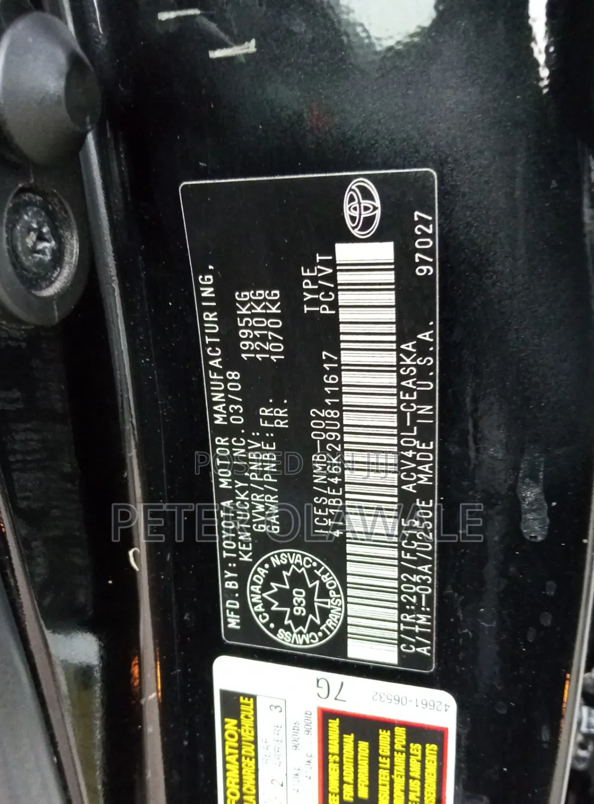 Toyota Camry 2008 Black