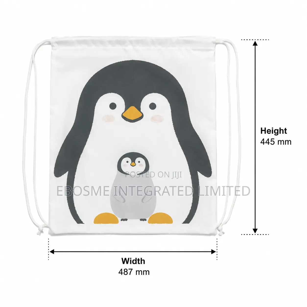 Penguin Vinyl Drawstring Knapsack Bag