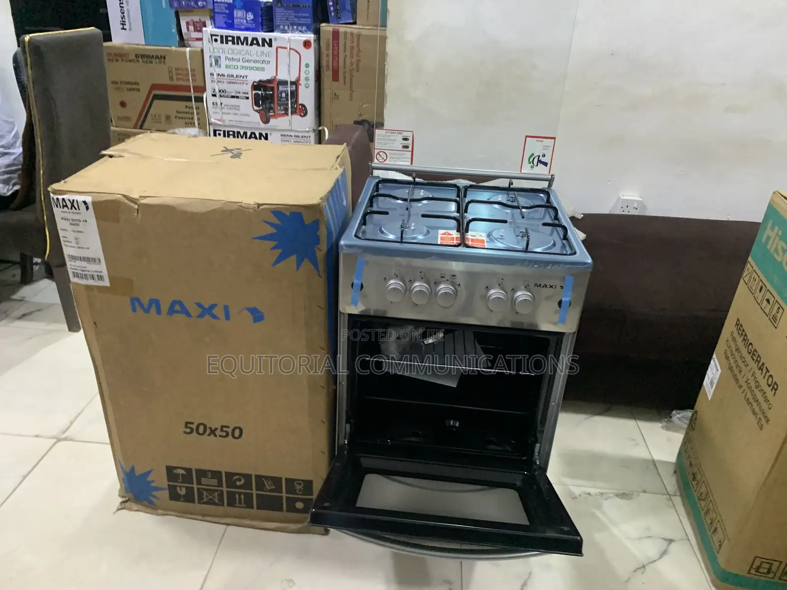 Maxi F5C40G2 Inox Gas Cooker With Four Burners for Versatile Cooking