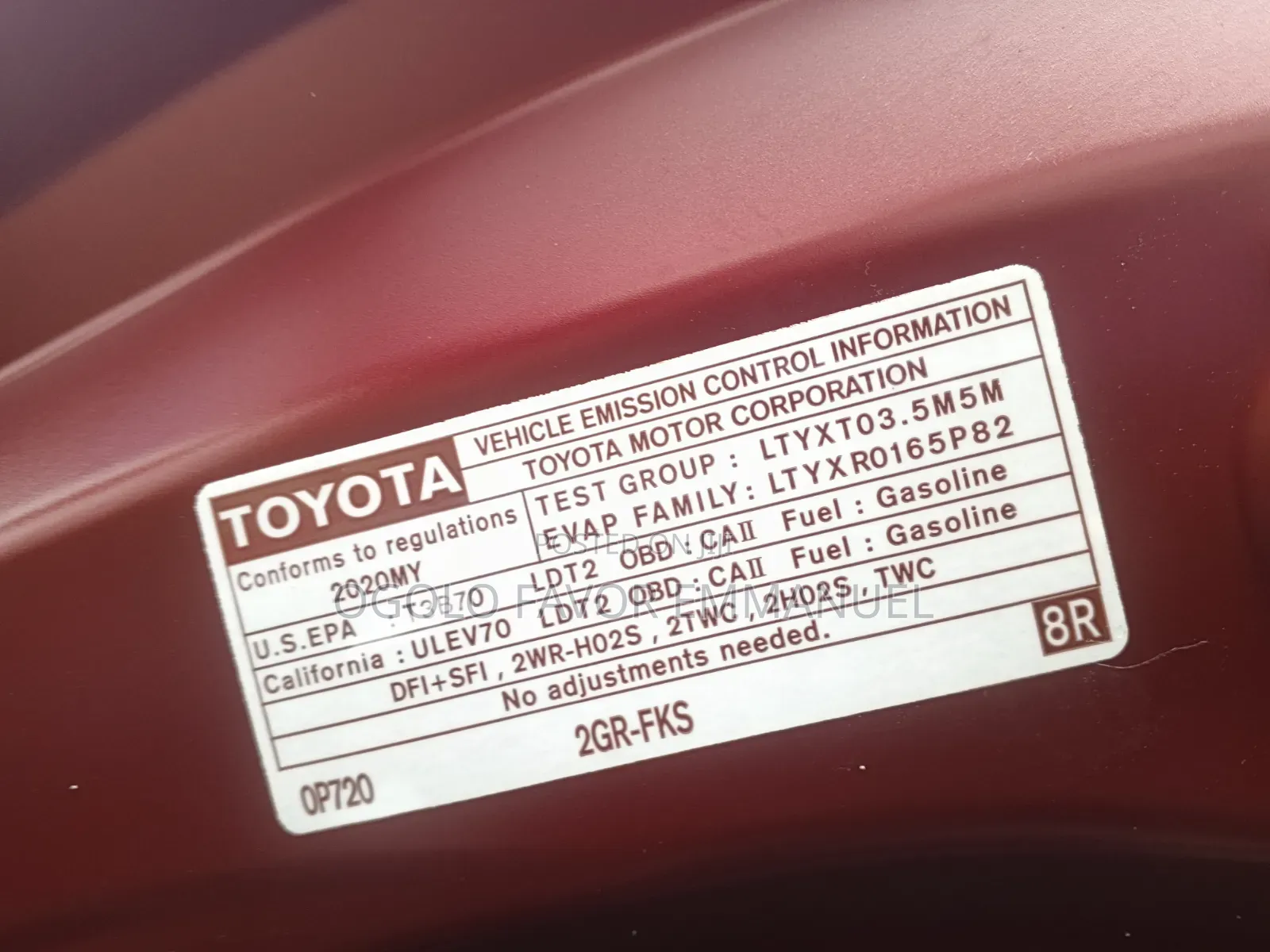 Toyota Highlander Platinum AWD 2020 Red