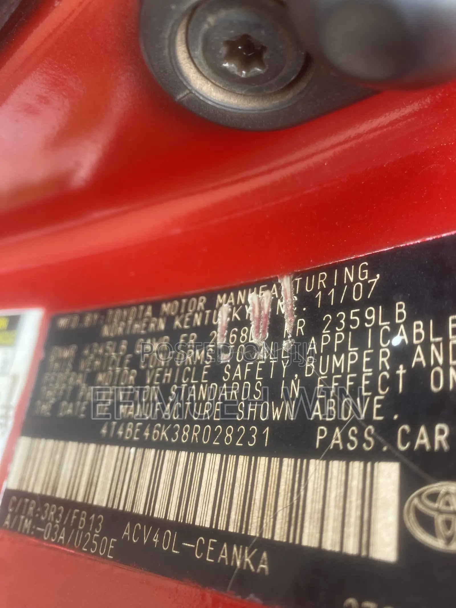 Toyota Camry LE 4dr Sedan (2.4L 4cyl 5A) 2008 Red