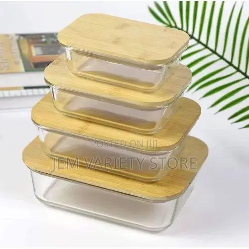 Glass Food Storage Containers With Bamboo Lids Set