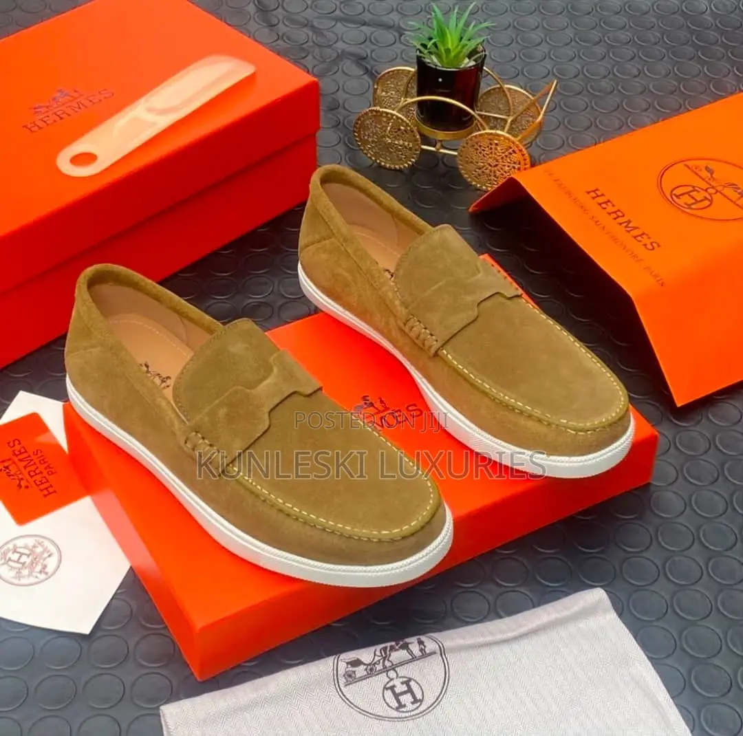 Original Hermes Noe Suede / Leather Loafers Shoes