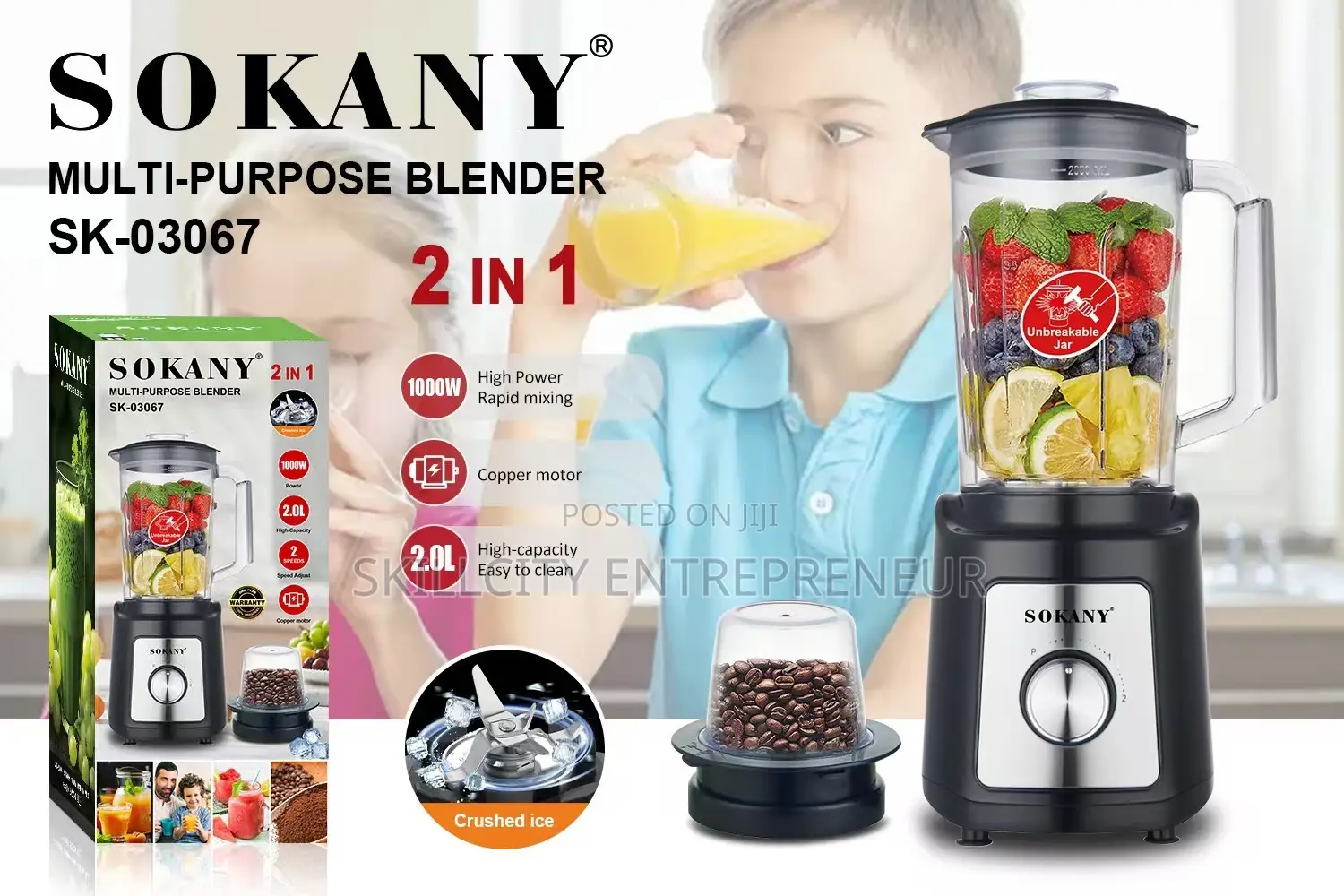 Sokany SK-03067 2-in-1 Blender