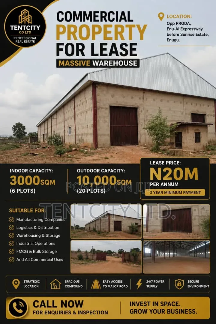 Massive Warehouse in Enugu for Lease.
