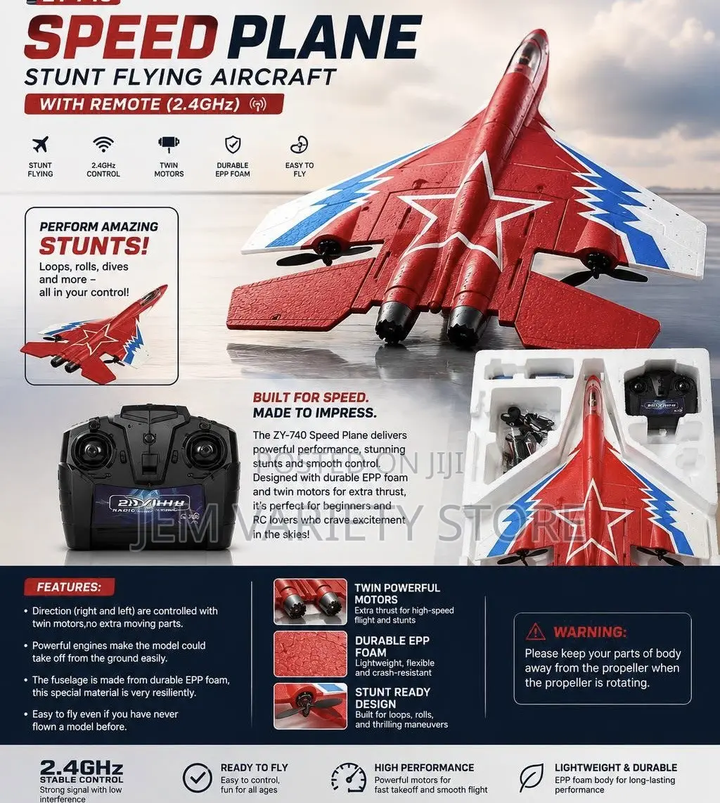 Zy-740 Speed Plane — Stunt Flying Aircraft With Remote (2.4ghz)