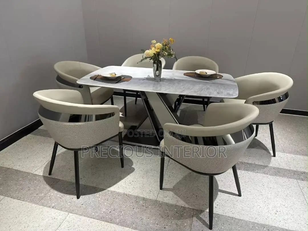 Luxurious Marble Dining Table With 6 Chairs
