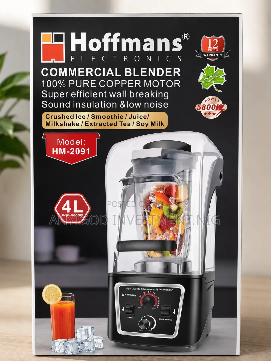 Hoffman High Power Commercial Blender 4L