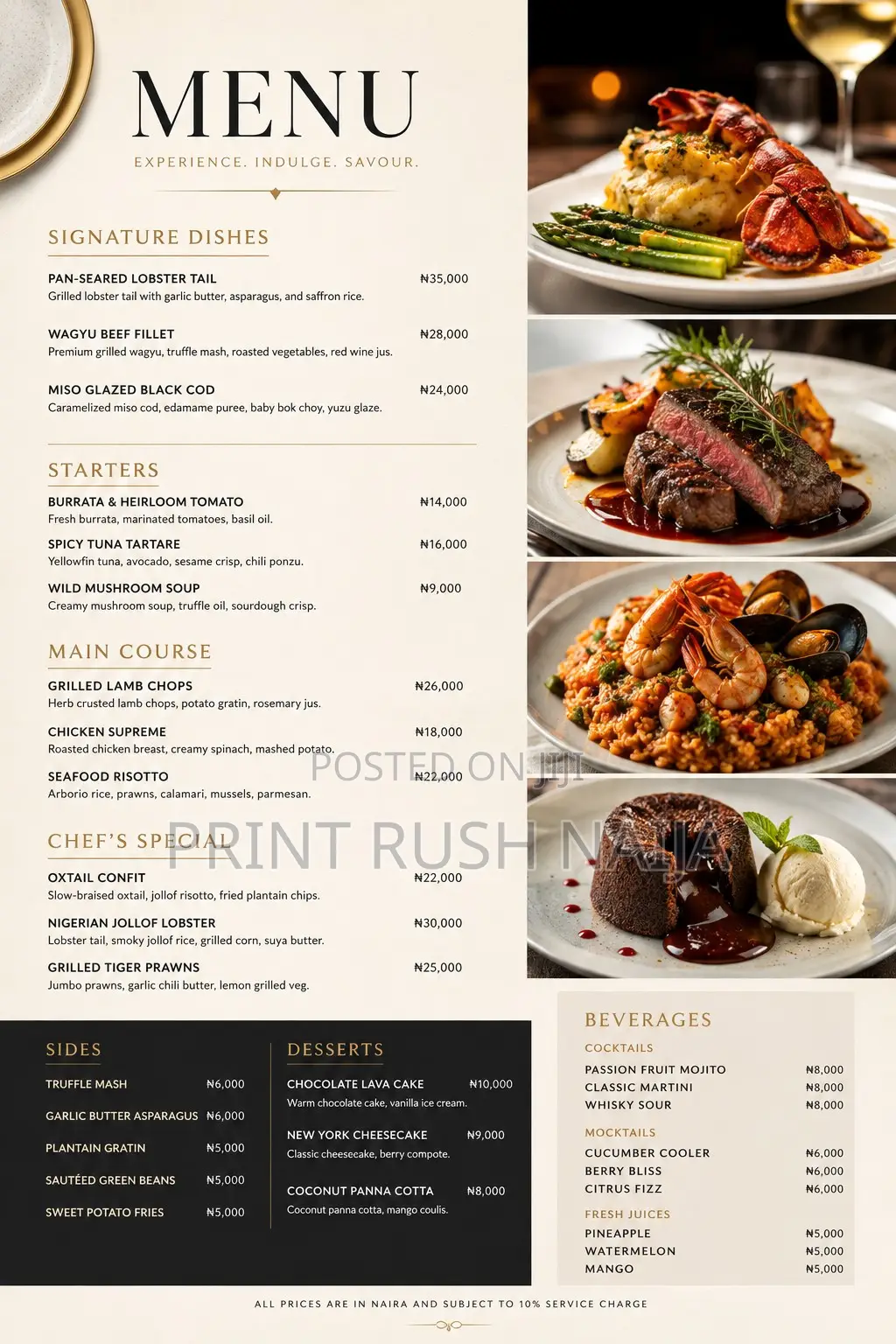 Restaurant Menu Printing in Lekki | Custom Menu Cards & Table Menus
