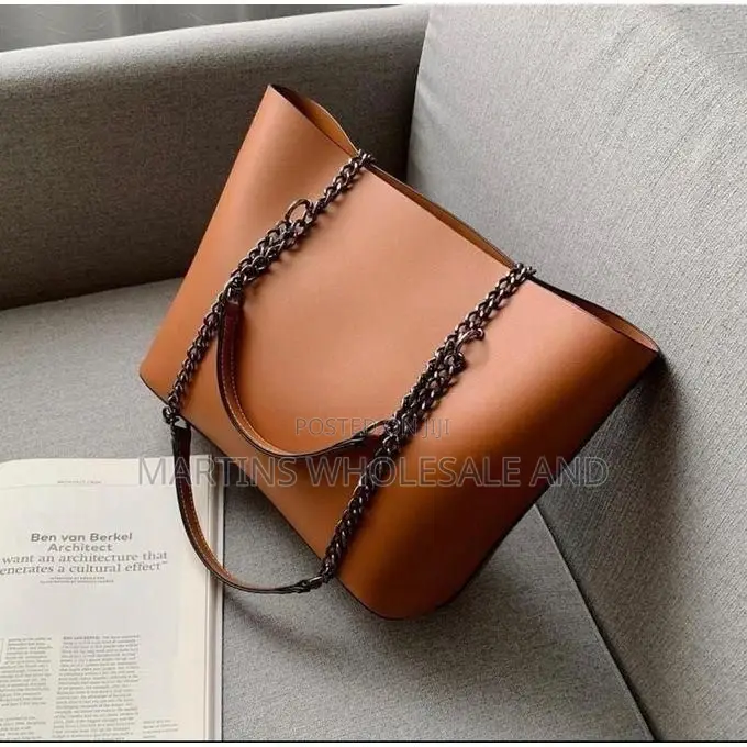 Minimalist Faux-Leather Chain Tote Bag