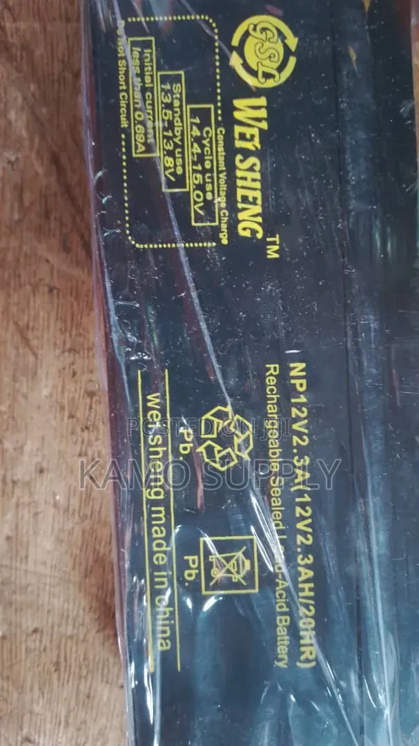 Wei Sheng 12v 2.3Ah Rechargeable Sealed Lead-Acid Battery 20hr