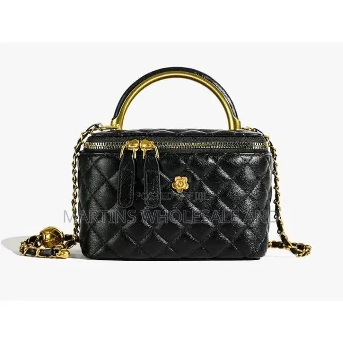 Quilted Mini Vanity Bags Feature a Structured Box Silhouette, a Gold-