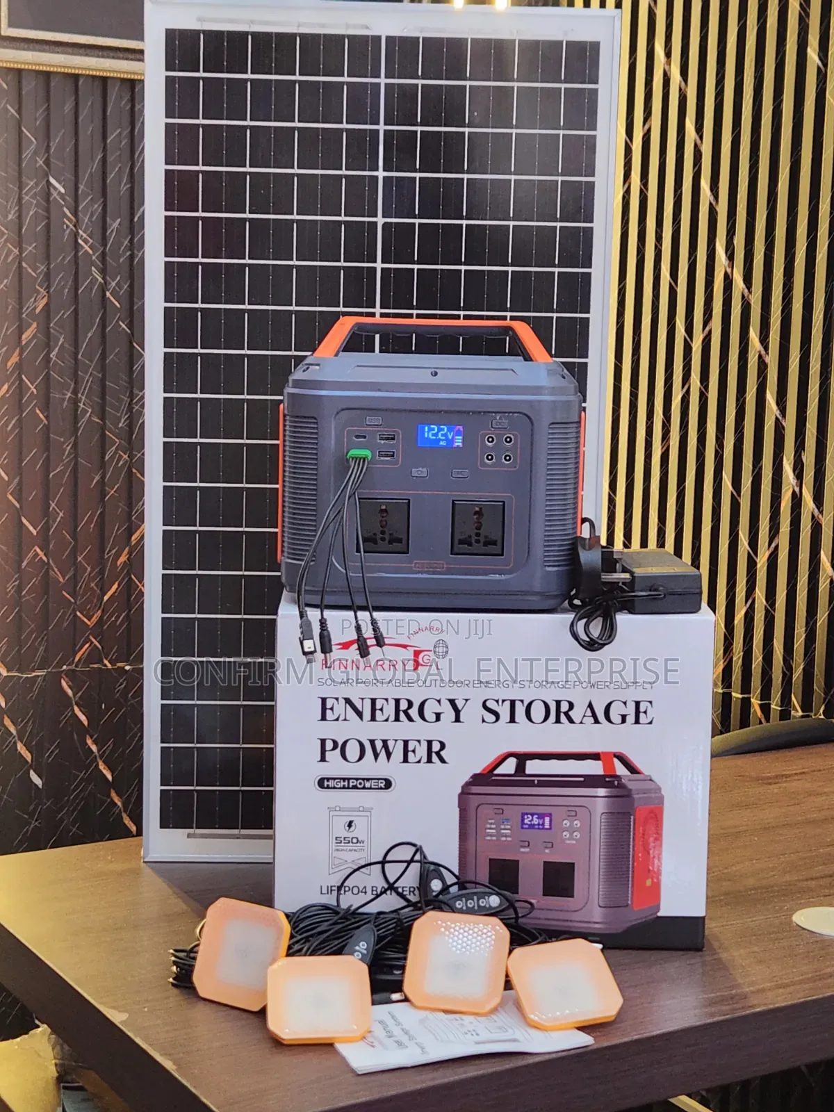 350W Home Outdoor Solar Generator – 50W Panel + 4 Bulbs