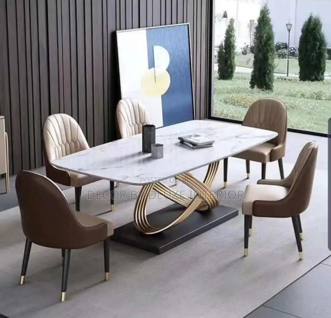 Italian Style Marble 6-Seater Dining Table Set