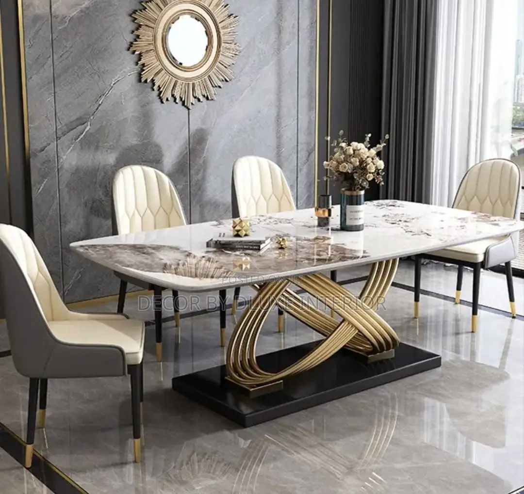 Italian Style Marble 6-Seater Dining Table Set