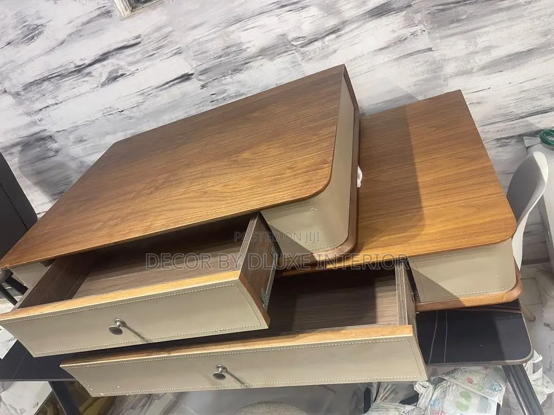 Italian Minimalist Rotating Solid Wood Coffee Table Set