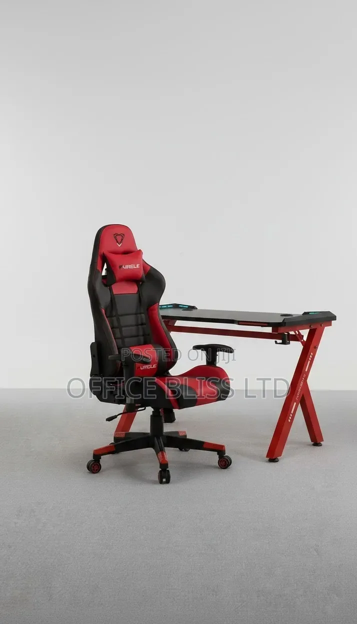 A Set of Furgle Gaming Table(1.4metre) Furgle Gaming Chair ( RED)