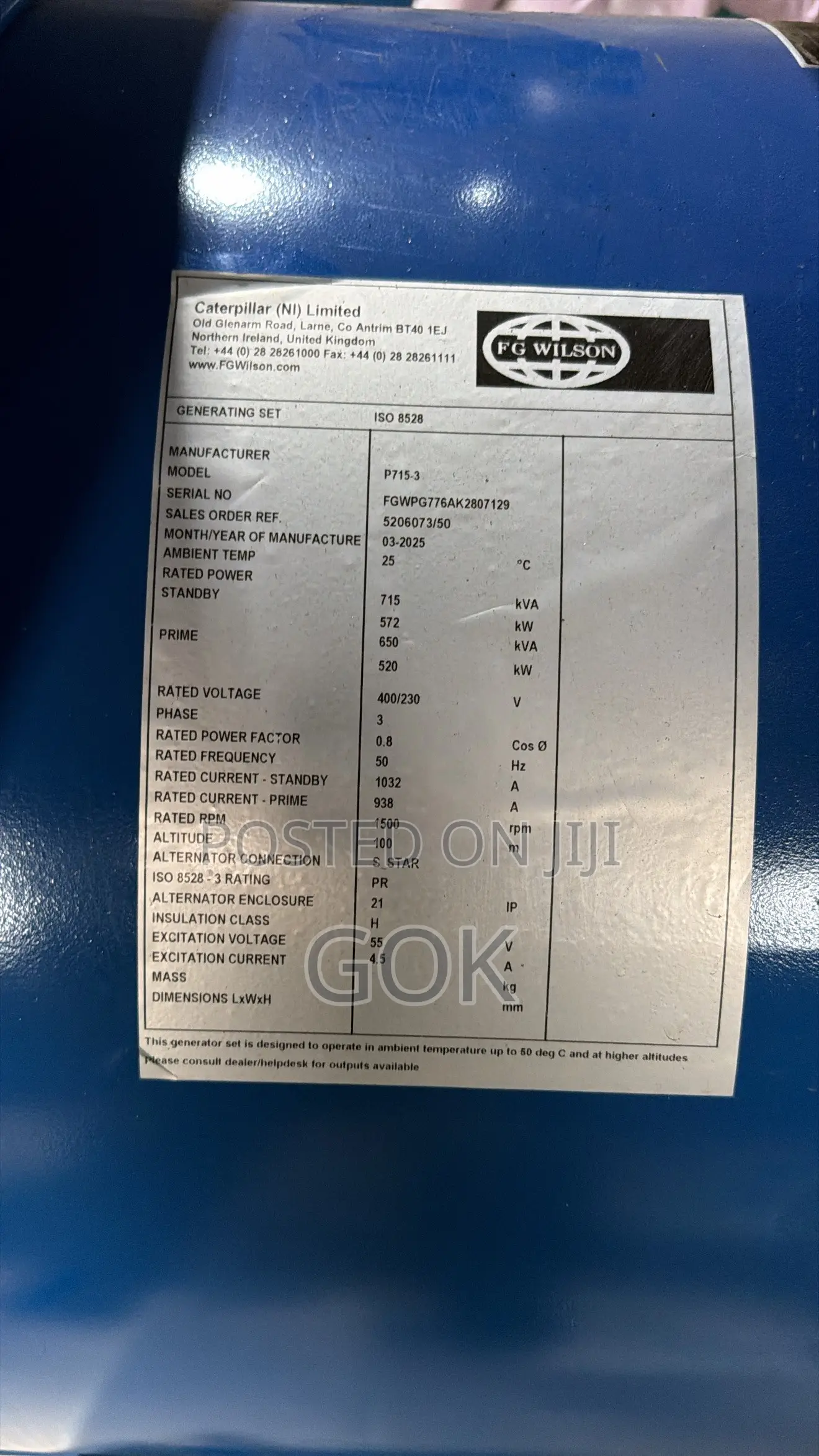 700 Kva Perkins Basic Generator Brand New