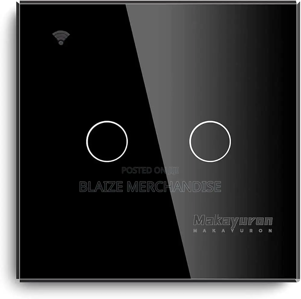 2-Gang Black Glass Touch Smart Wall Switch