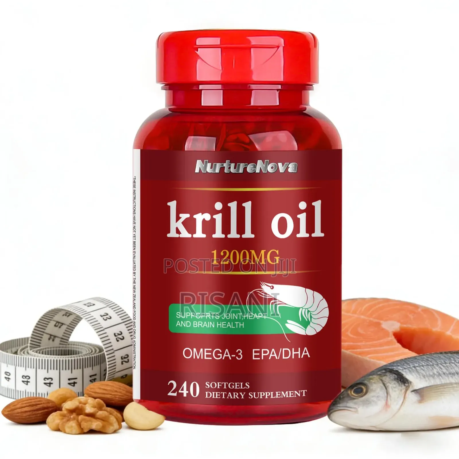 Krill Oil by 1200mg by 240 Soft Gels, Supports Bone and Brain Health