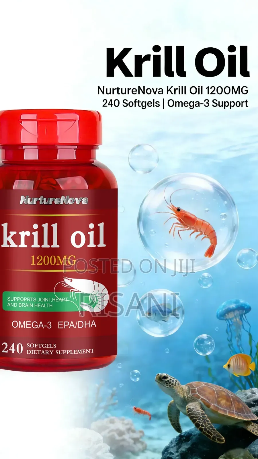 Krill Oil by 1200mg by 240 Soft Gels, Supports Bone and Brain Health