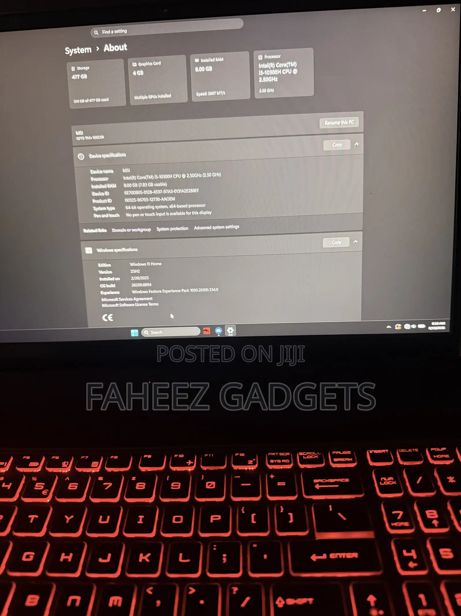 Laptop MSI GF75 Thin 8GB Intel Core i5 SSD 512GB