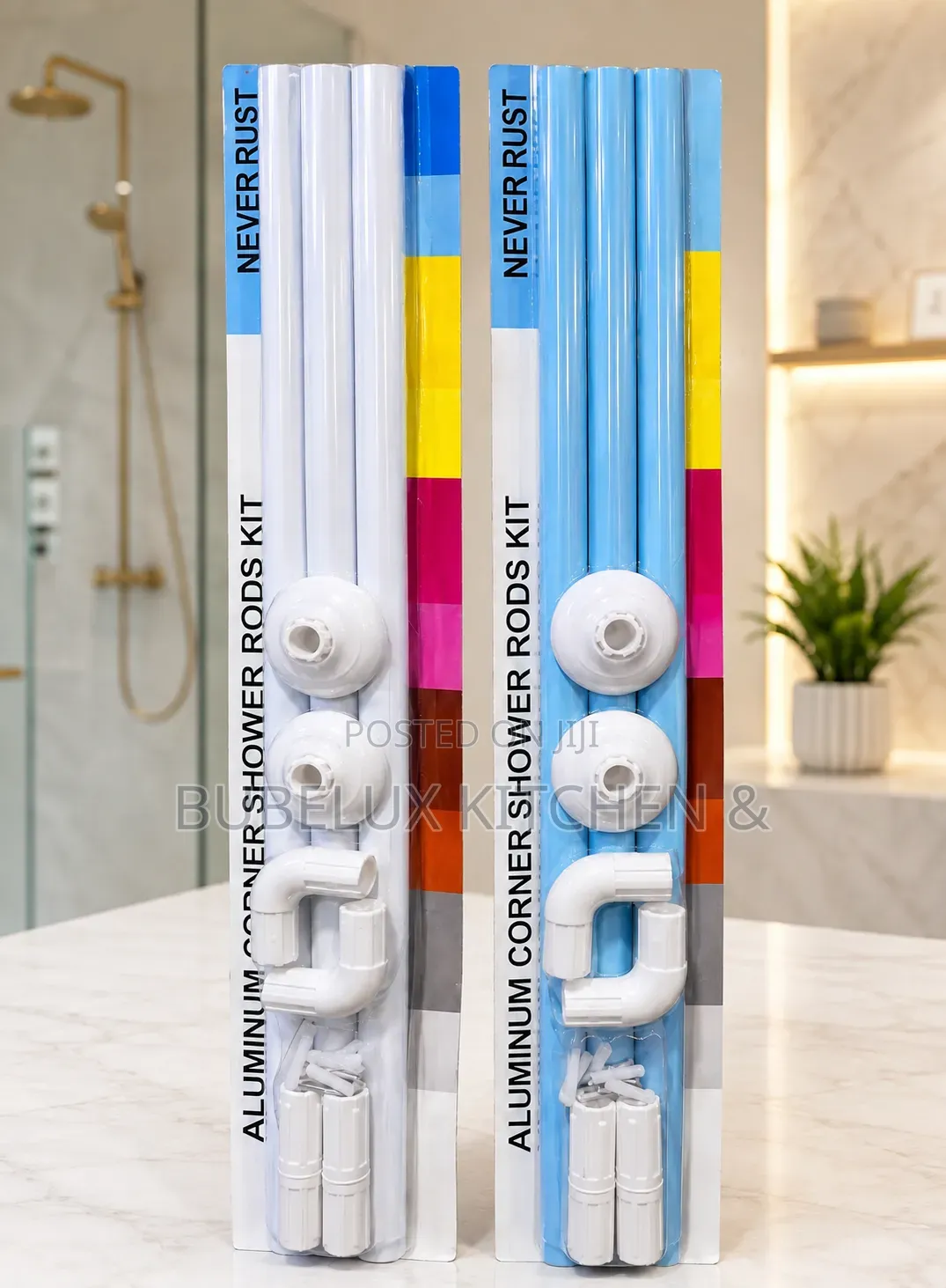 Aluminium Corner Shower Curtain Rod Kit