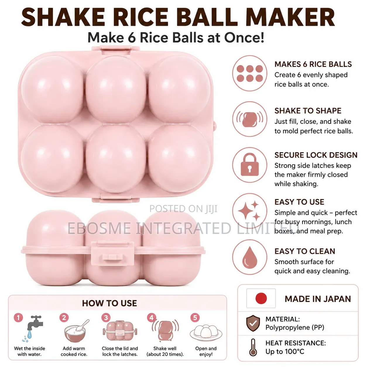 Japanese 6-Cavity Shake Rice Ball Maker