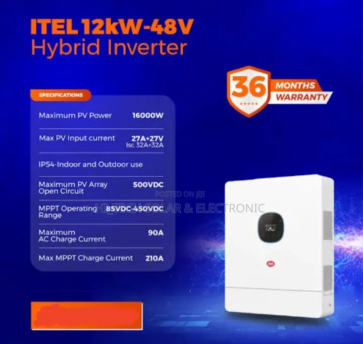 16kwh ITEL Lithium Batt + 12kva ITEL Hybrid Inverter - Much Available