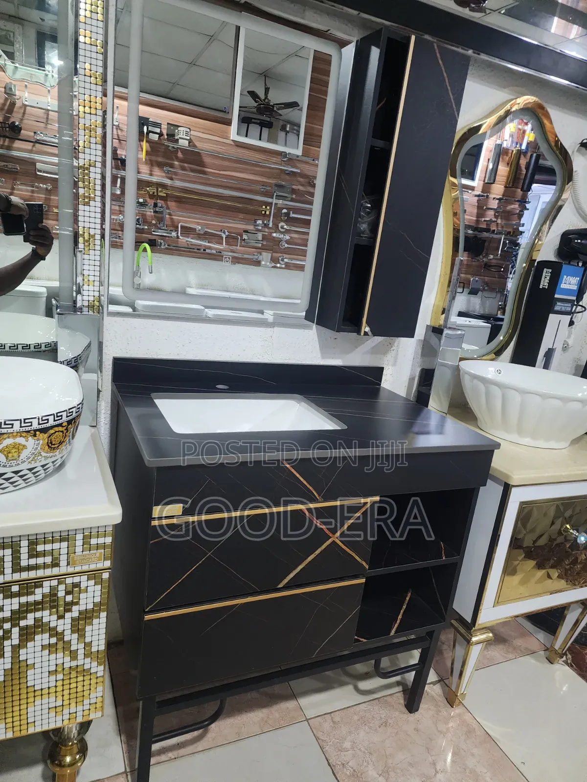 Marble Top Cabinet and LED Mirror