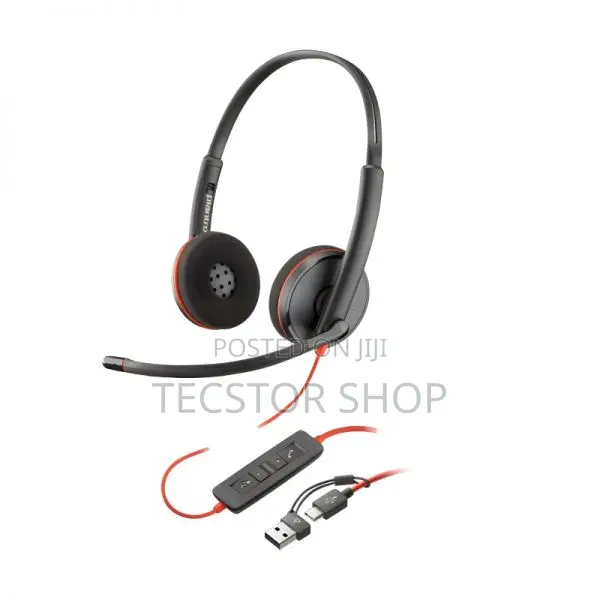 Poly Blackwire 3220 Stereo USB-C Headset +USB-C/A Adapter