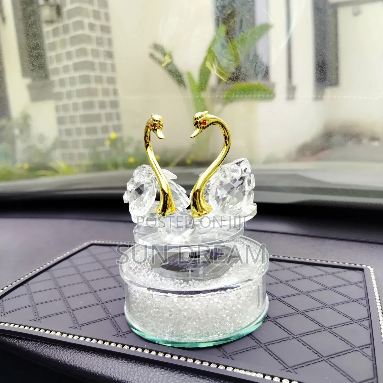 Solar Power Turning Car Accessories White Swan Gift