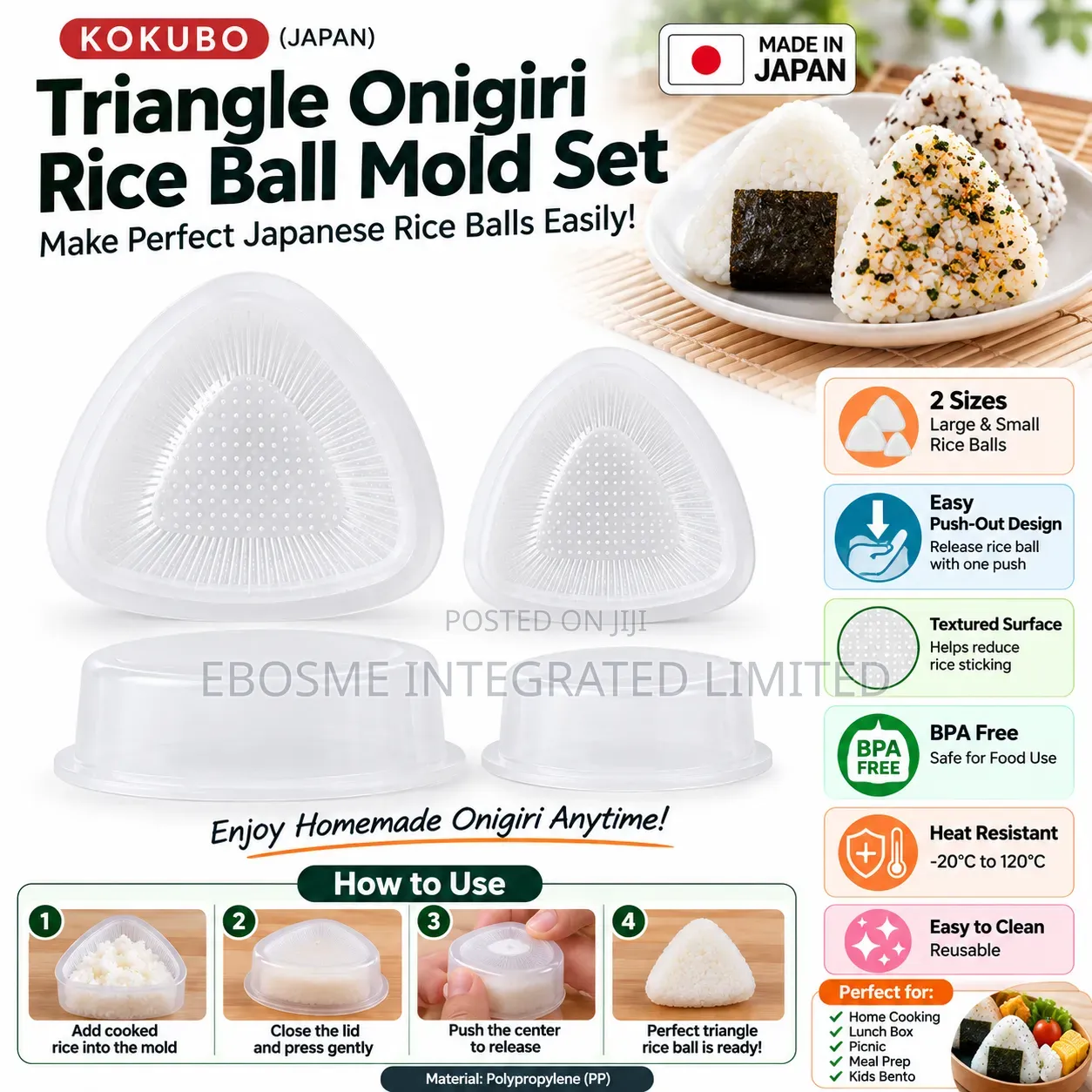 KOKUBO Japanese Triangle Onigiri Rice Ball Mold Set