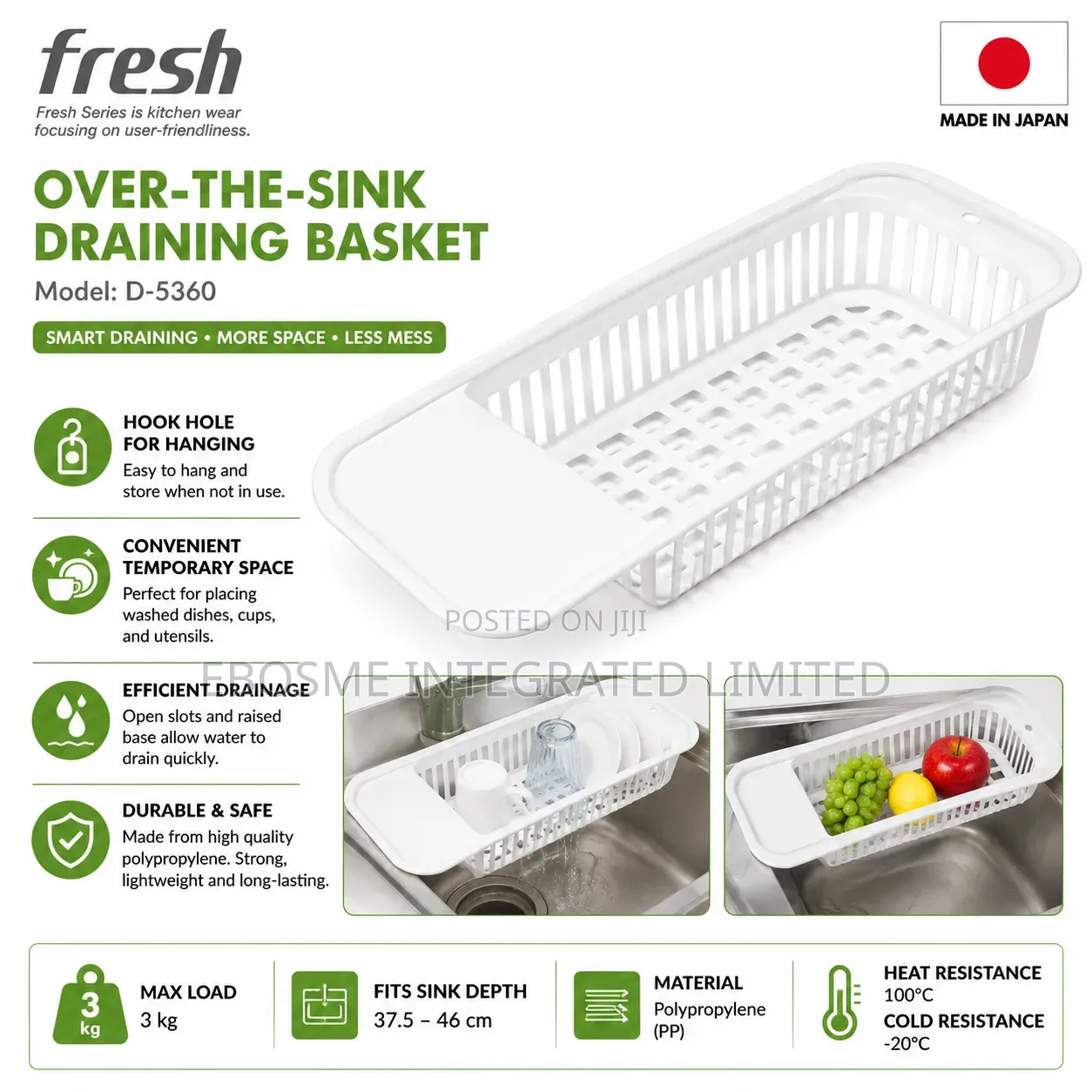 Japanese Over-the-Sink Draining Basket D-5360