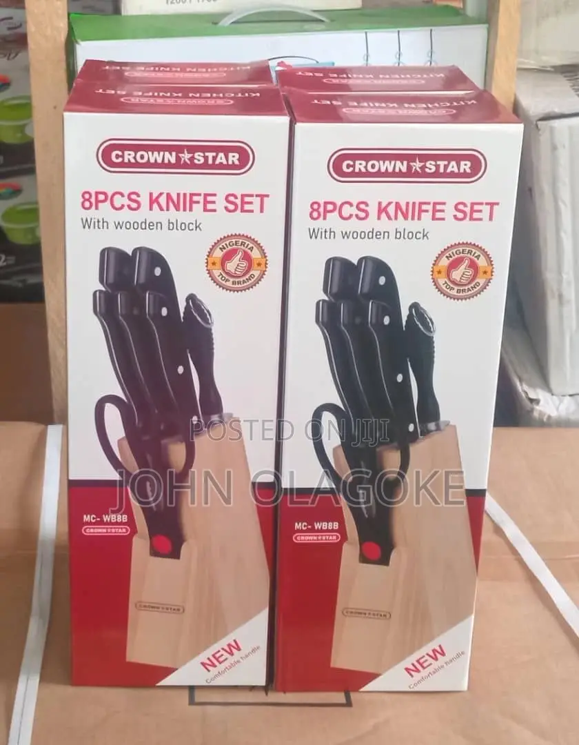 Crownstar Set of Knives With Scissors and Wooden Block