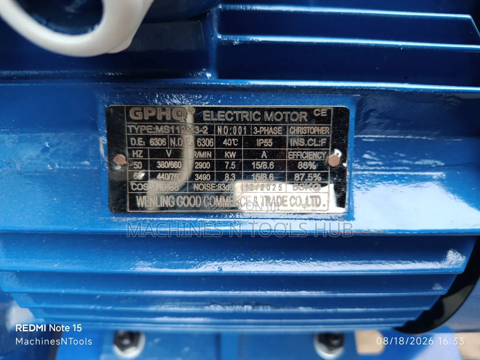 7.5 kW (10 HP) Industrial Centrifugal Air Blower