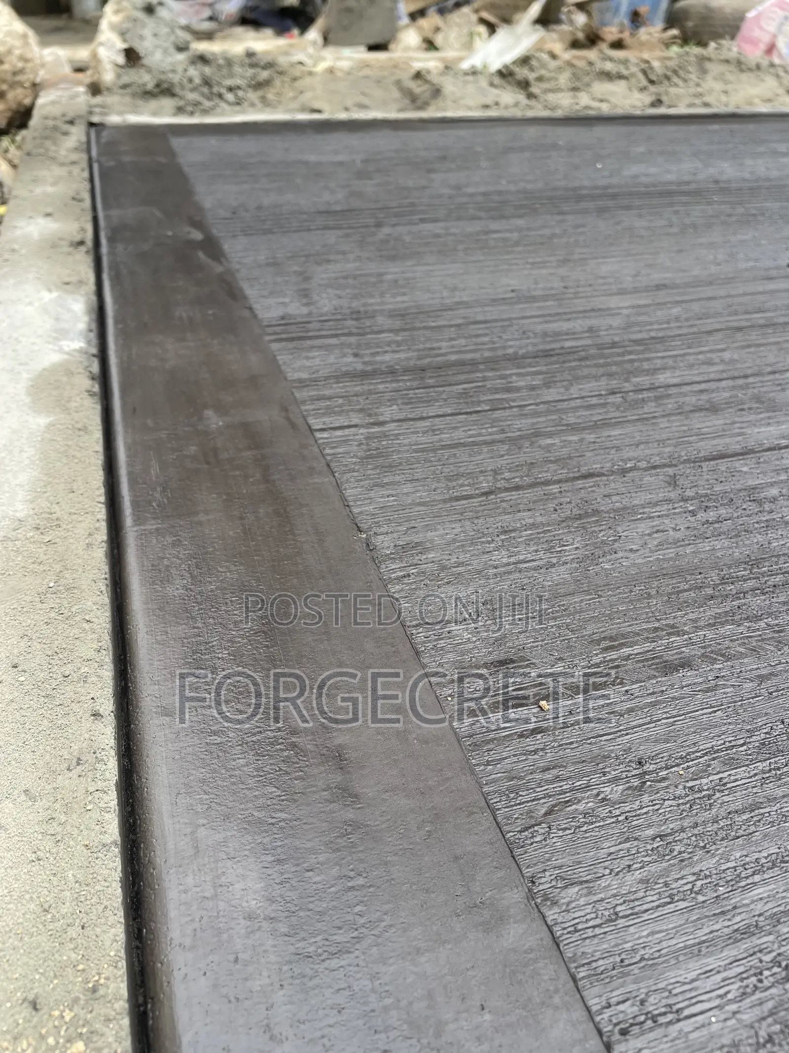 Black Colored Broom Finishing Concrete Floor Design