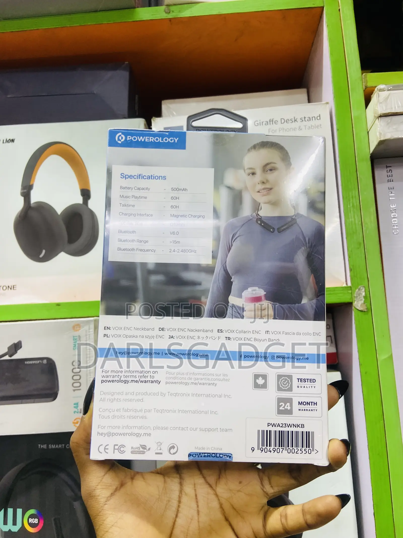 Powerology VOIX ENC Neckband Magnetic Earbuds 60H Playtime Sports