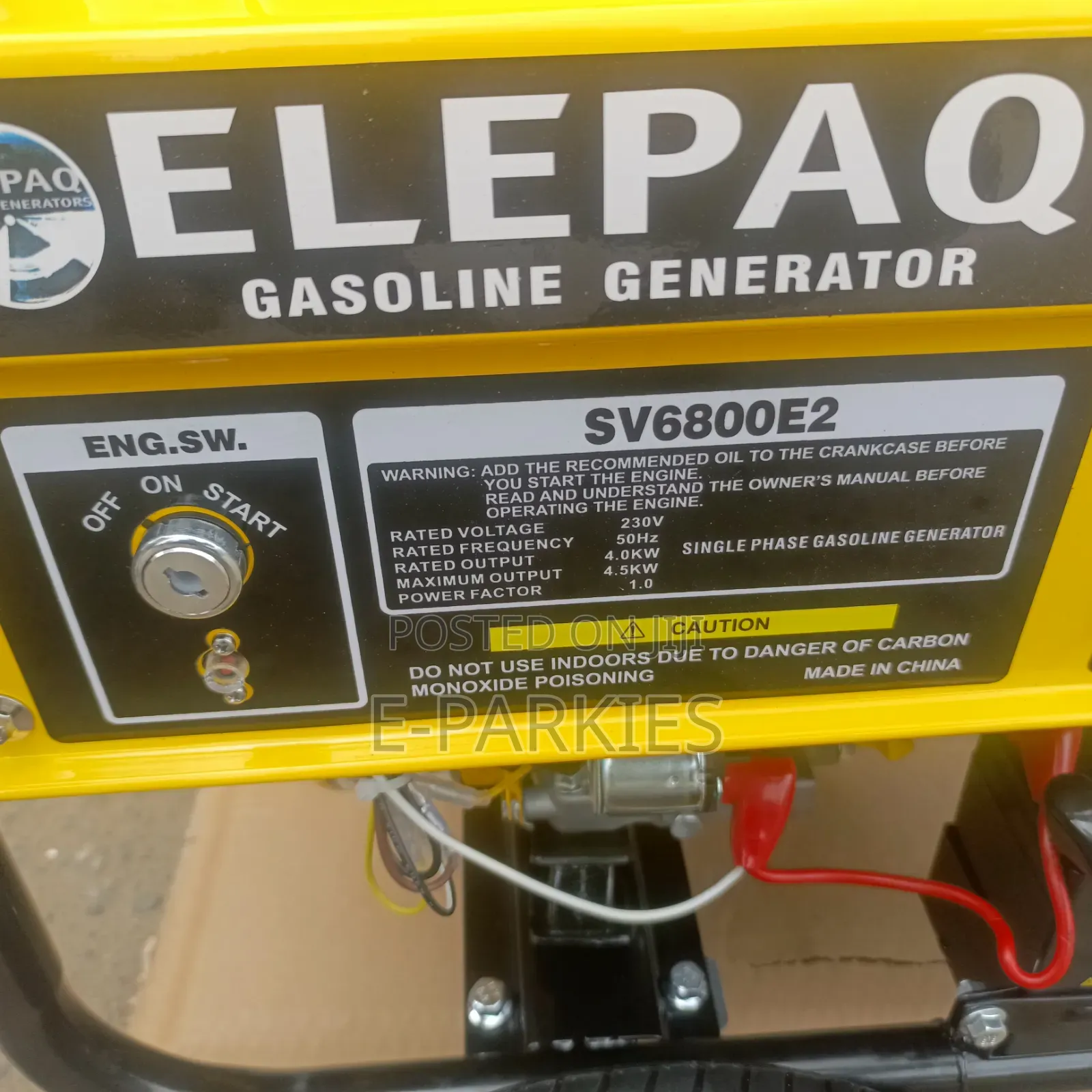 Elepaq Generator 4.5kva Key Start and Tyre Sv6800e2
