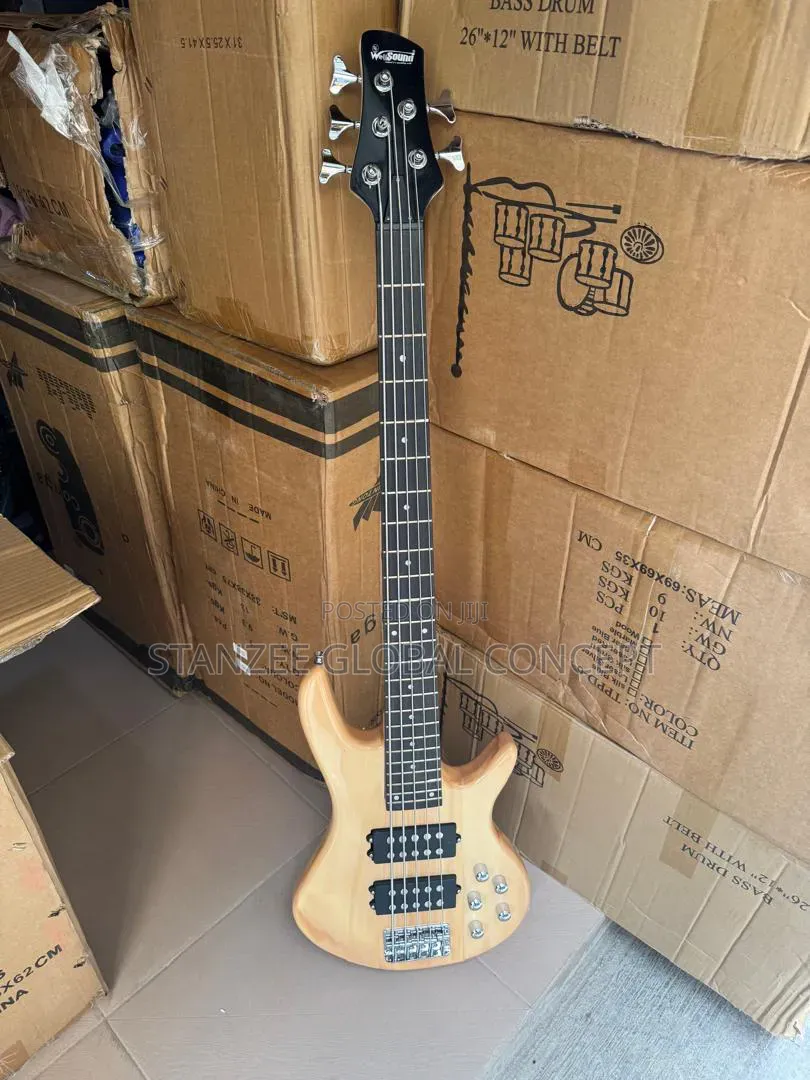 Well Sound 5-String Active Bass Guitar With Built-in Preamp – Natural