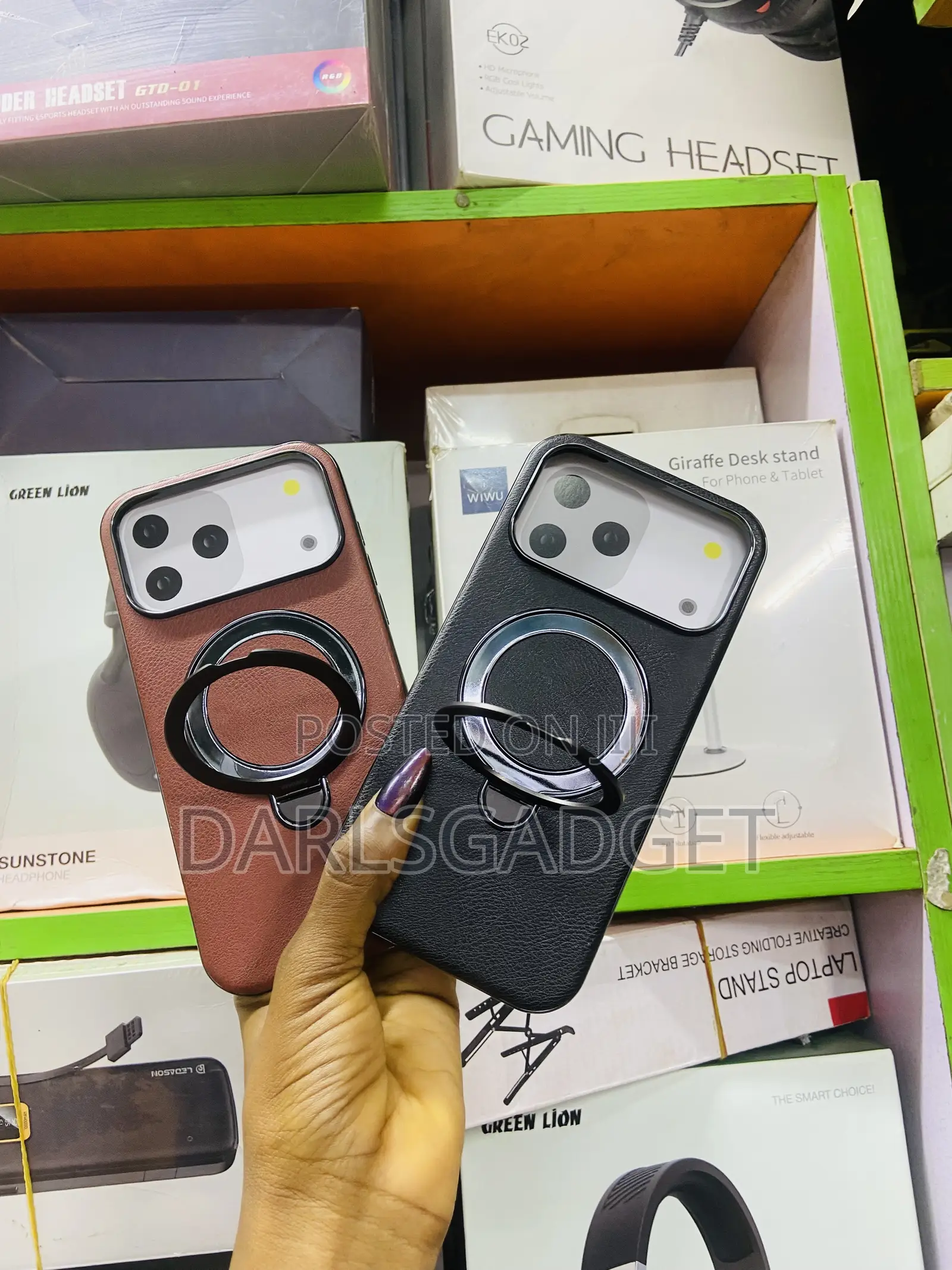 Premium Leather Ring Stand Shockproof Case for iPhone 17Promax