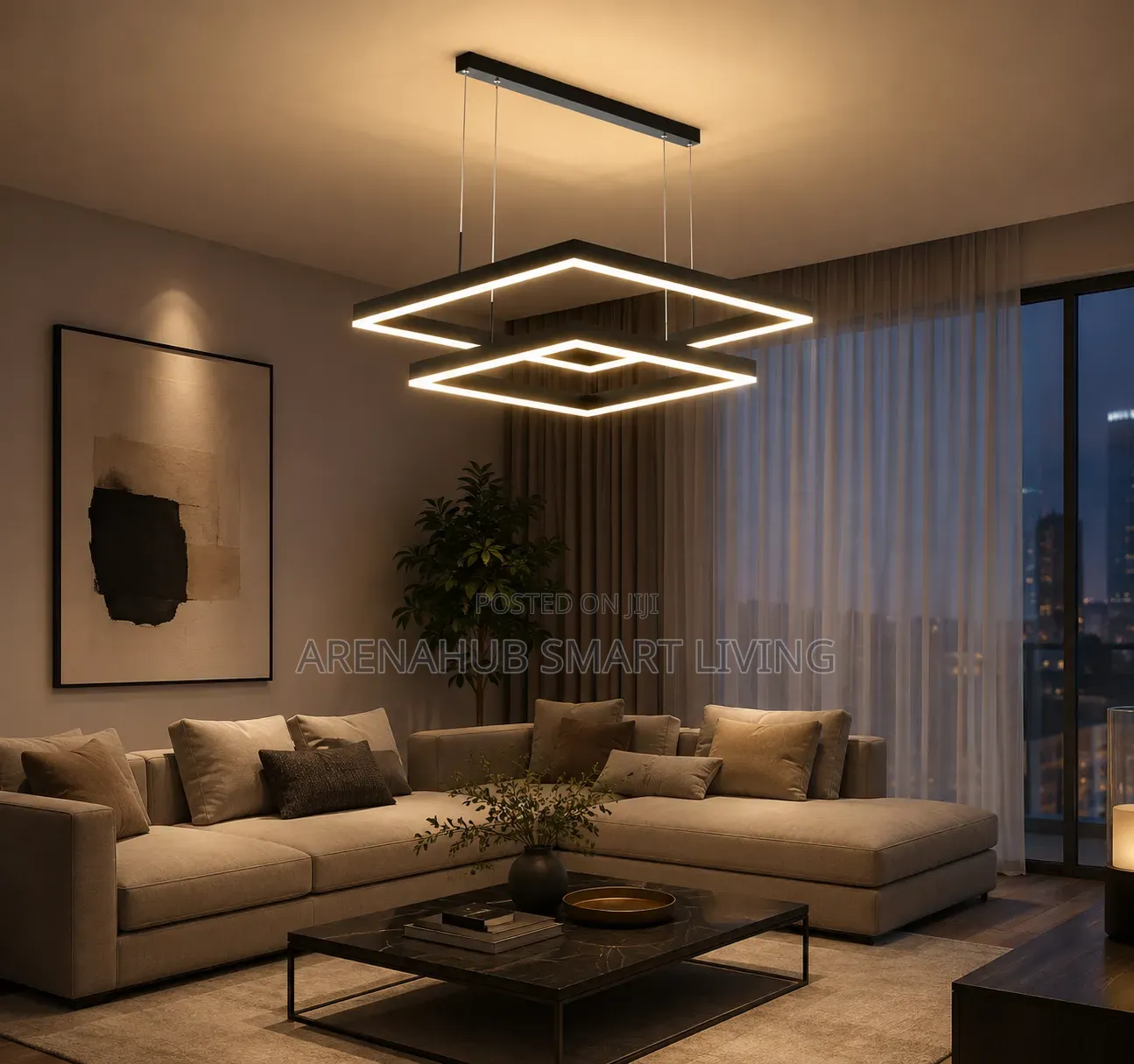 Modern Led Square Chandelier Bedroom Table Dining Living Room