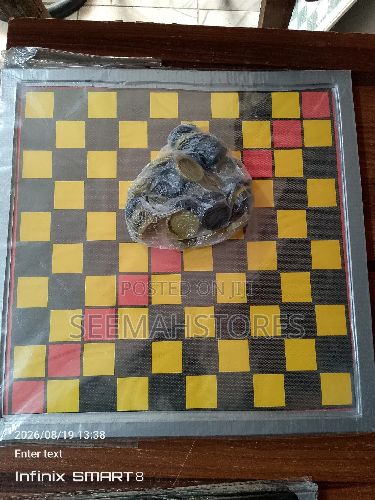 2 in 1 Aluminum Draft /Ludo Game. 14 by 14 Iches