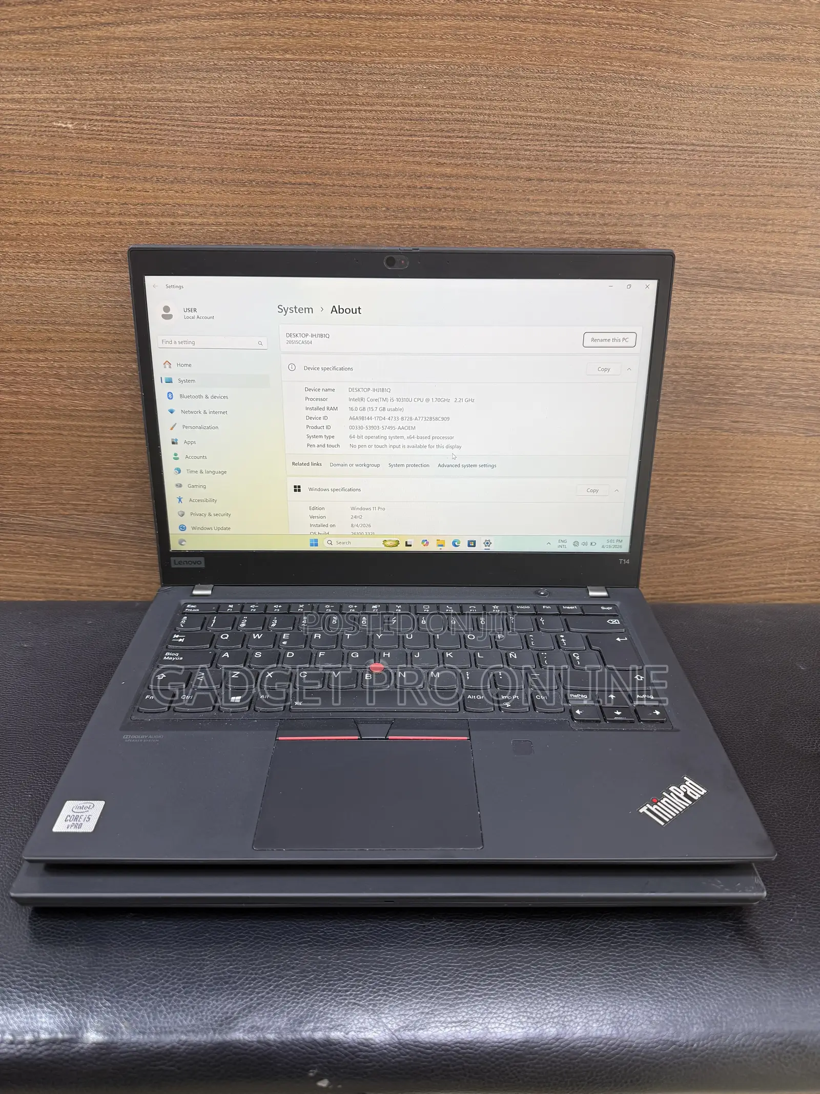 Laptop Lenovo ThinkPad T14 1GB Intel Core i5 SSD 256GB