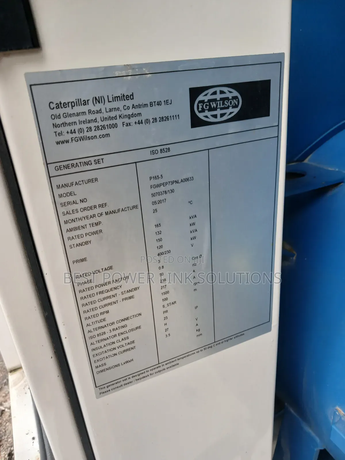 165kva UK Perkins Generator Soundproof for Sale Near You